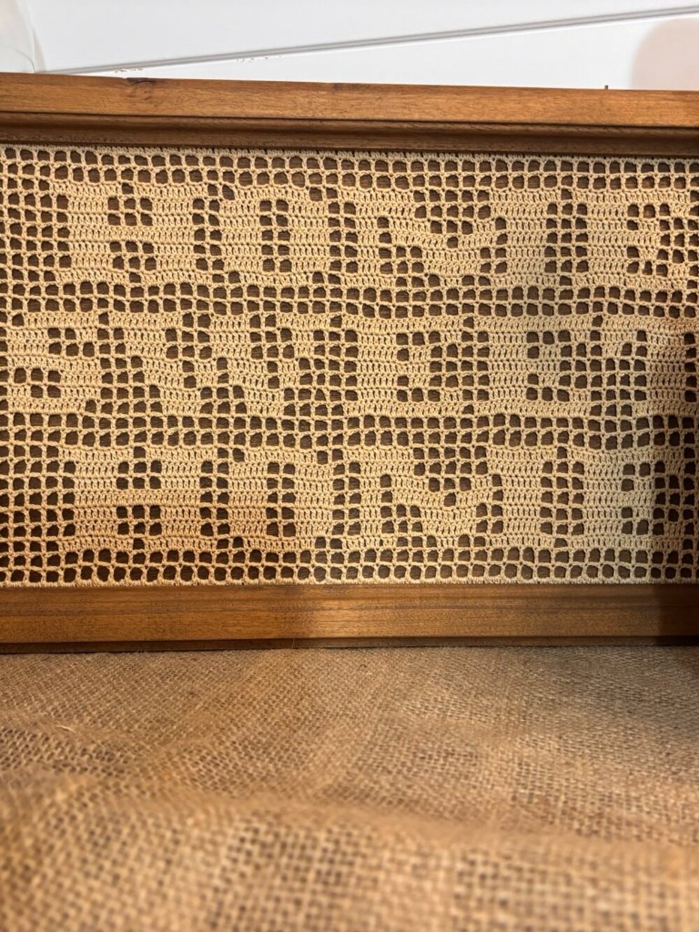 VTG Framed Crochet Home Sweet Home Sign Wall Decor Cottagecore Farmhouse - Picture 3 of 11